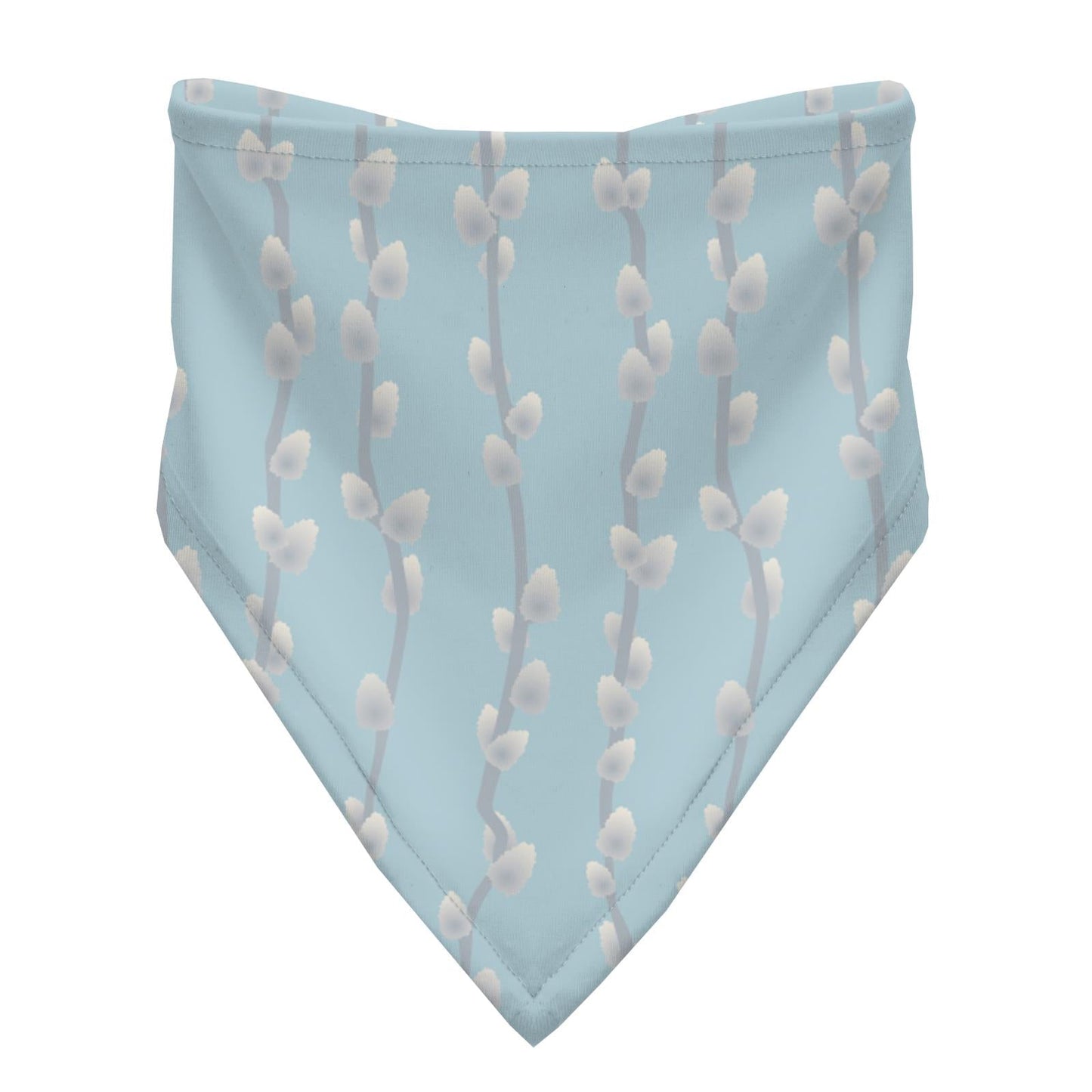 Print Bandana Bib Set of 3 in Spring Sky Pussy Willows, Natural and April Showers Stripe