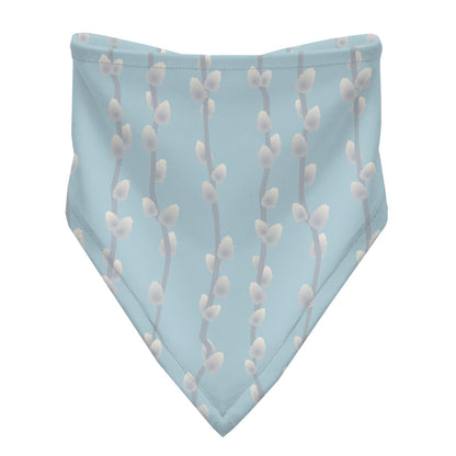 Print Bandana Bib Set of 3 in Spring Sky Pussy Willows, Natural and April Showers Stripe