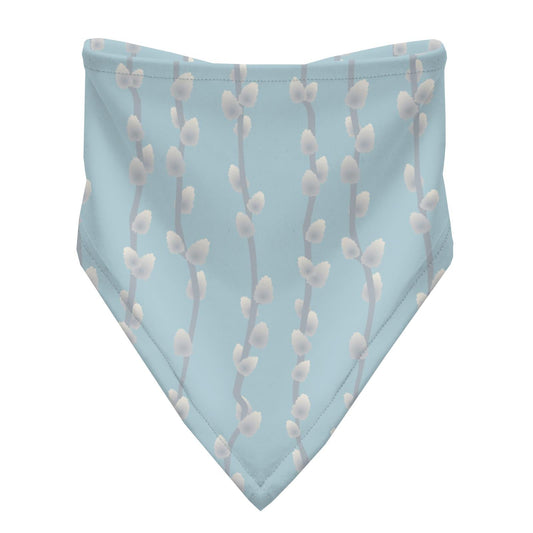 Print Bandana Bib Set of 3 in Spring Sky Pussy Willows, Natural and April Showers Stripe