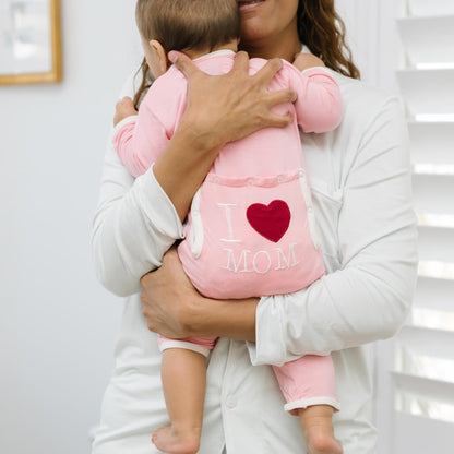 Holiday Applique Coverall in Lotus I Love Mom