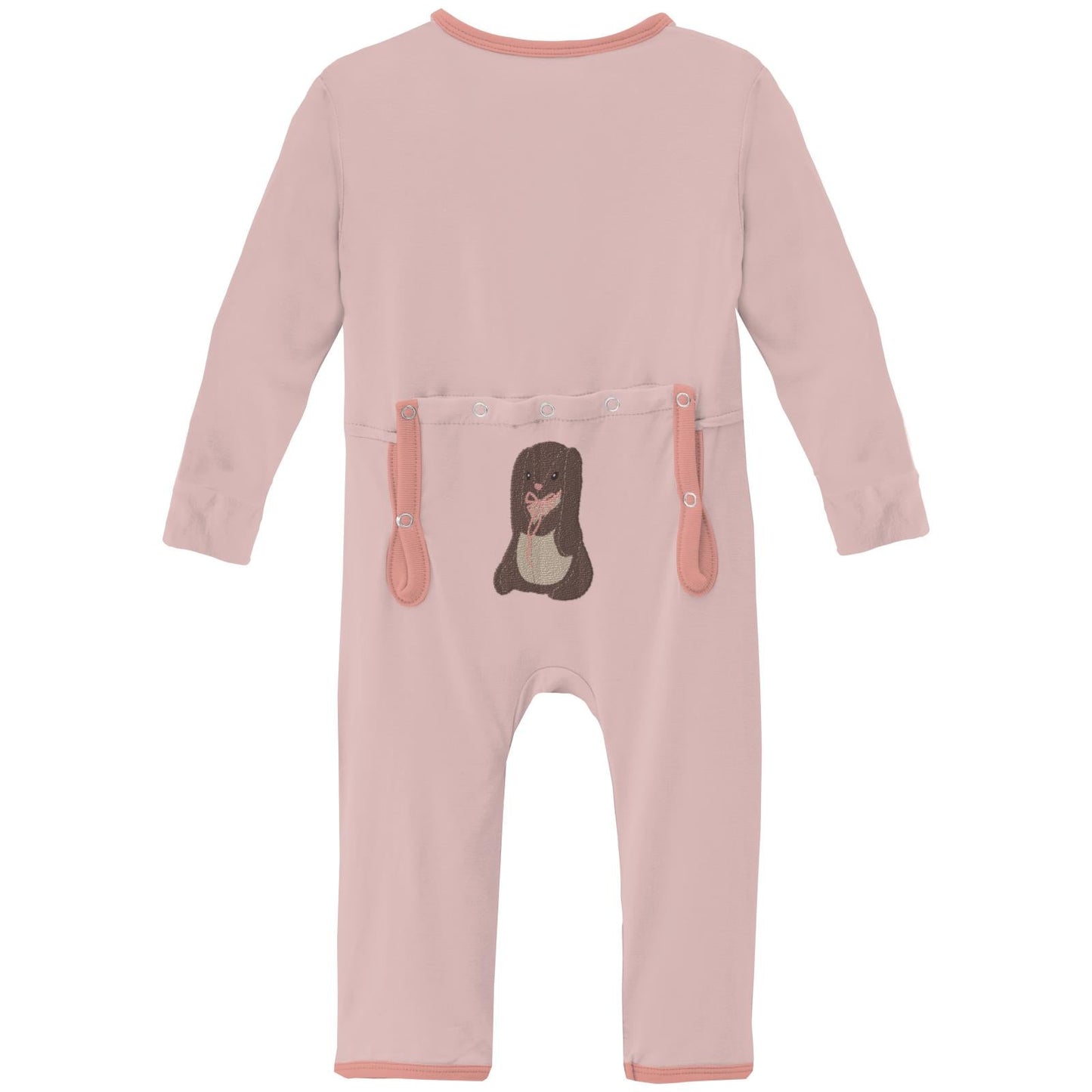 Applique Coverall with 2 Way Zipper in Baby Rose Velveteen