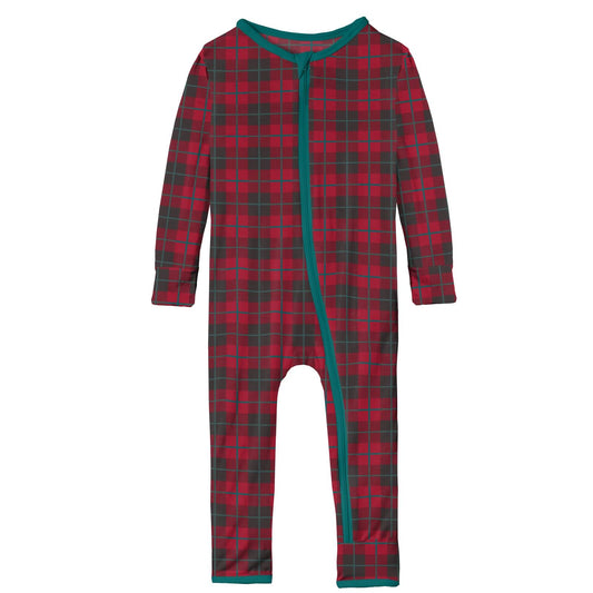 Print Coverall with Zipper in Anniversary Plaid