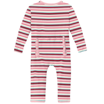 Print Coverall with Zipper in Anniversary Bobsled Stripe
