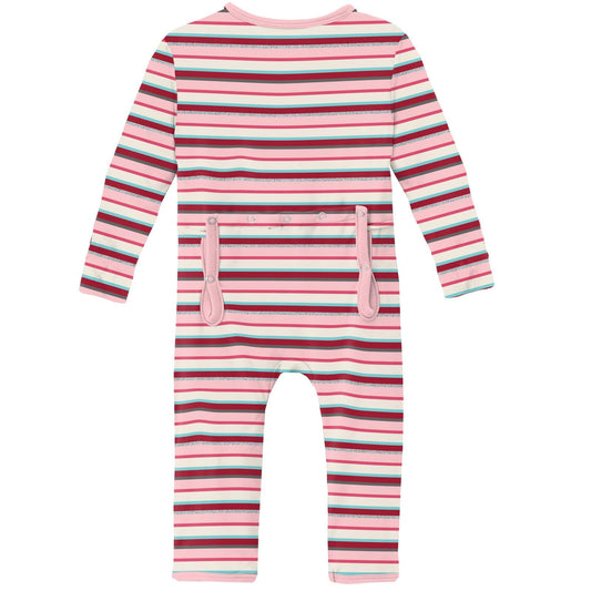 Print Coverall with Zipper in Anniversary Bobsled Stripe