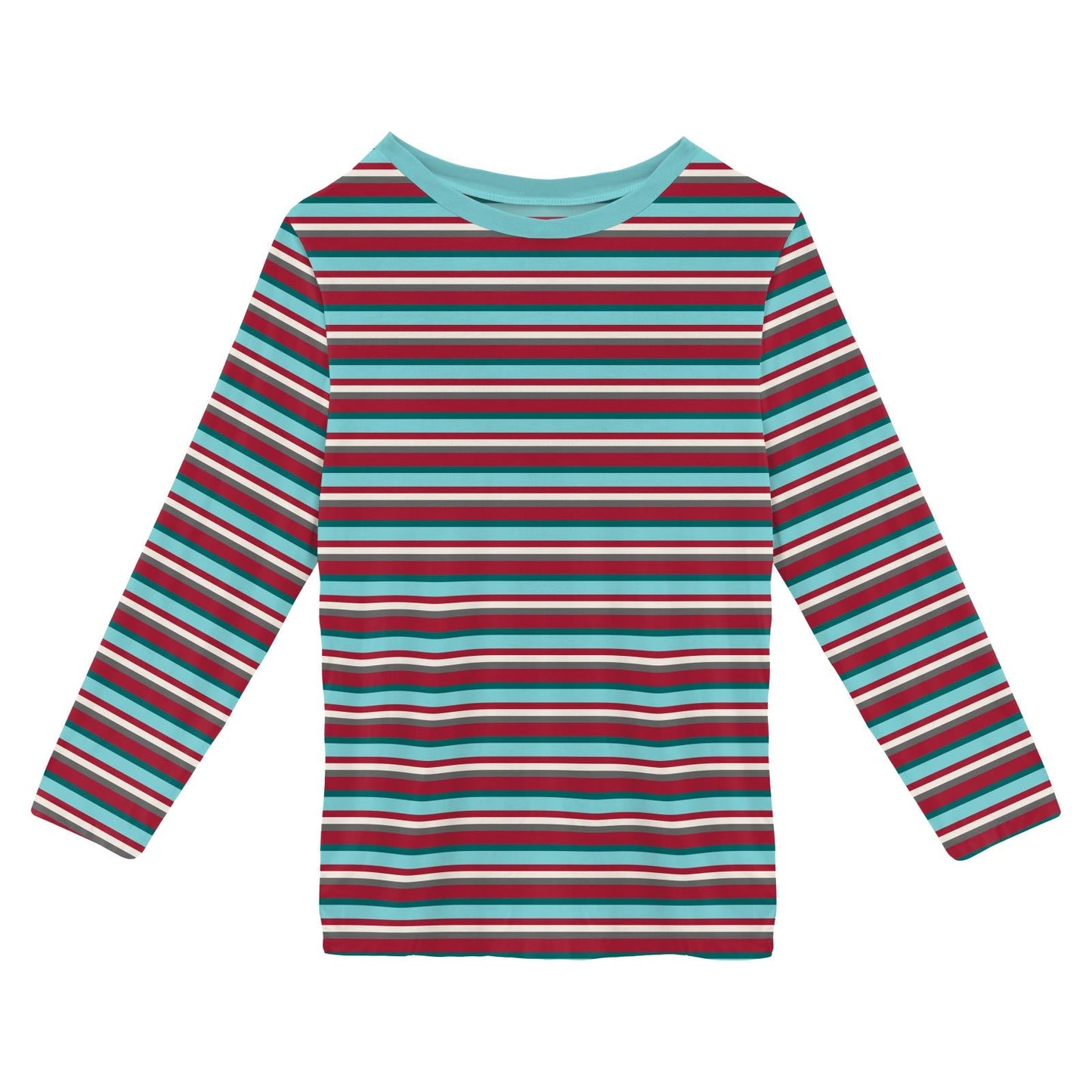 Print Long Sleeve Crew Neck Tee in Christmas Stripe