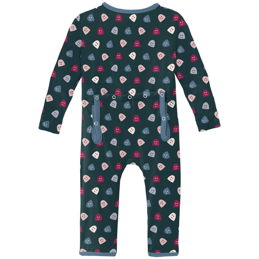 Print Coverall with Snaps in Pine Happy Gumdrops