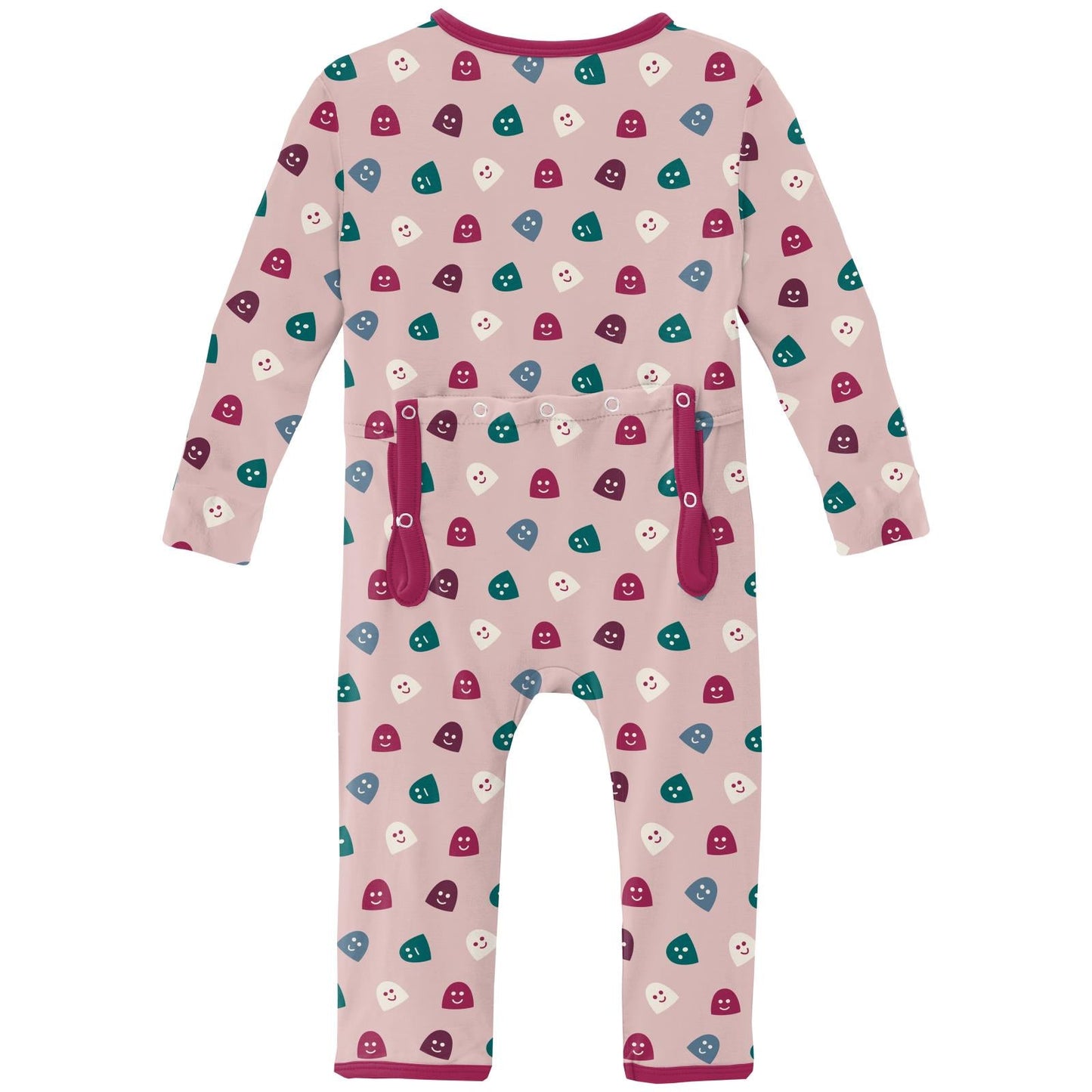 Print Coverall with 2 Way Zipper in Baby Rose Happy Gumdrops