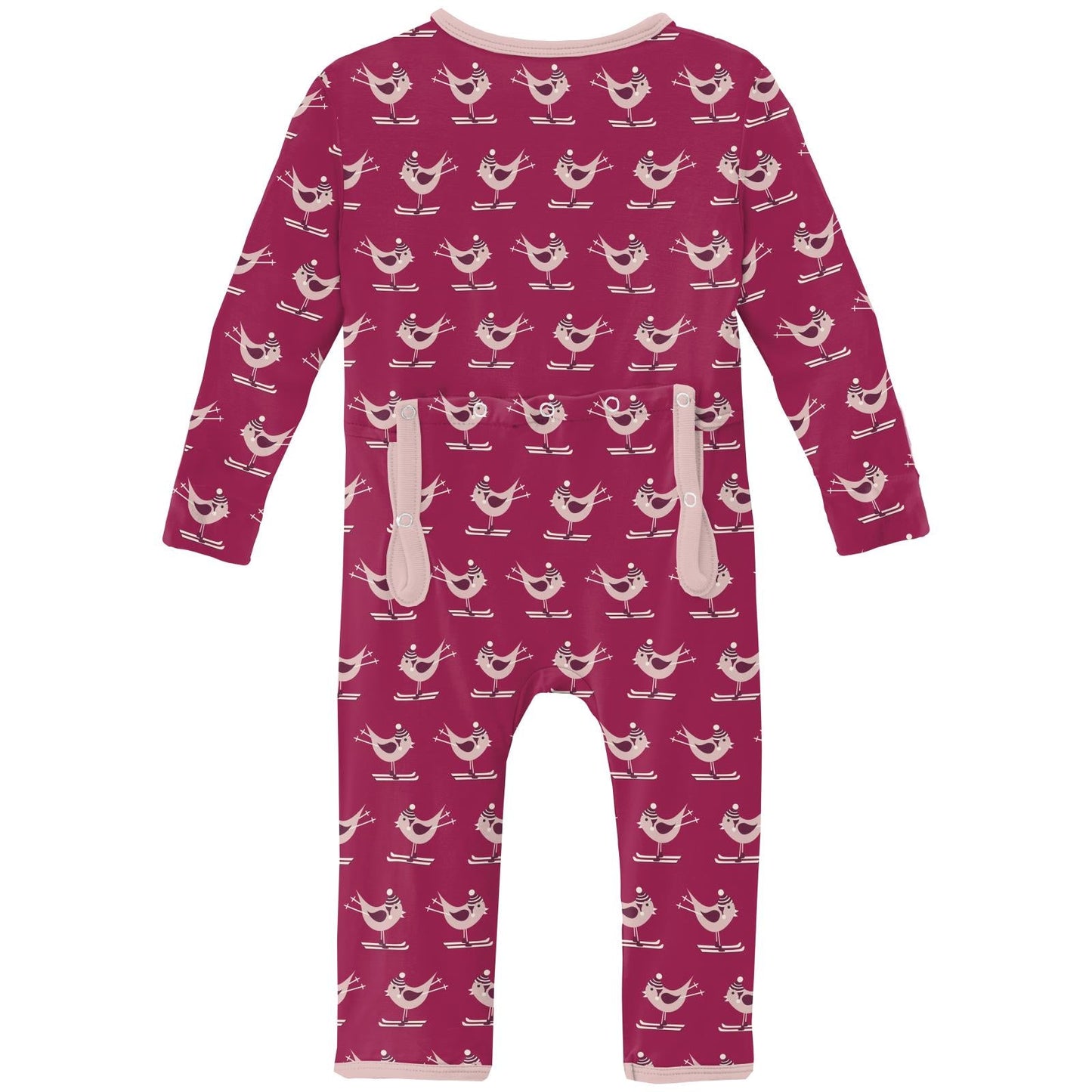 Print Coverall with 2 Way Zipper in Berry Ski Birds