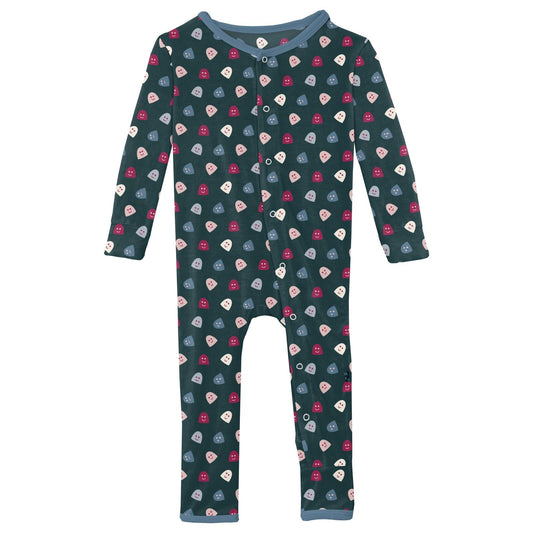 Print Coverall with Snaps in Pine Happy Gumdrops