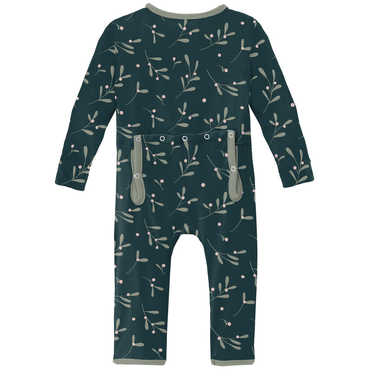Print Coverall with 2 Way Zipper in Pine Mistletoe