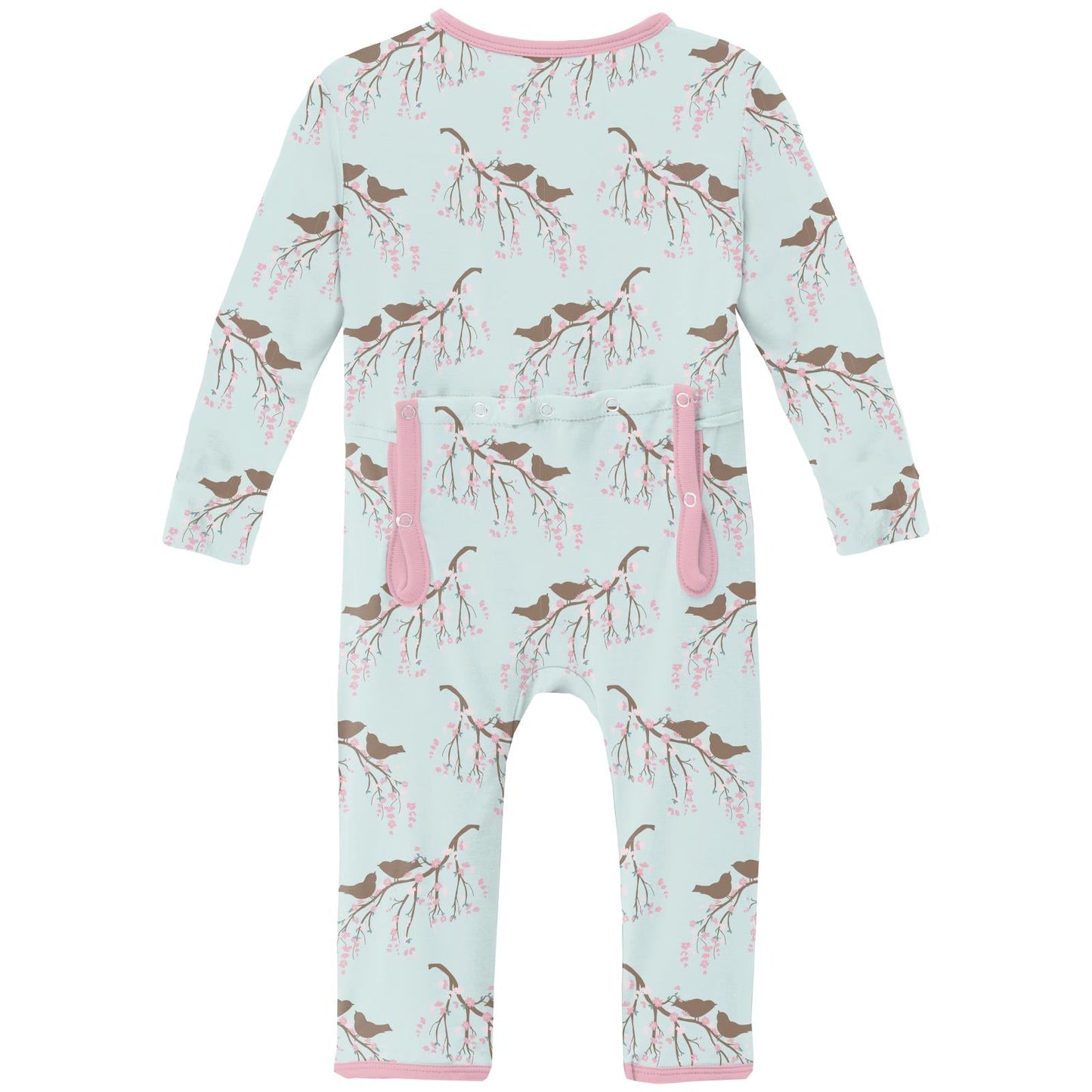 Print Coverall with Snaps in Fresh Air Bird Branch