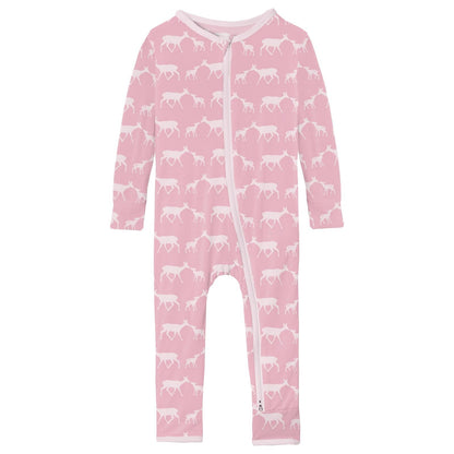 Print Coverall with 2 Way Zipper in Cake Pop Doe & Fawn