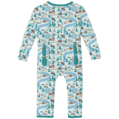 Print Coverall with 2 Way Zipper in Fresh Air Campground Map