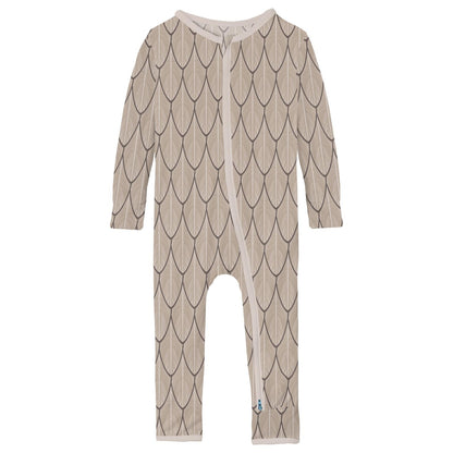 Print Coverall with 2 Way Zipper in Owl Feathers