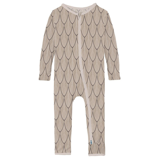 Print Coverall with 2 Way Zipper in Owl Feathers
