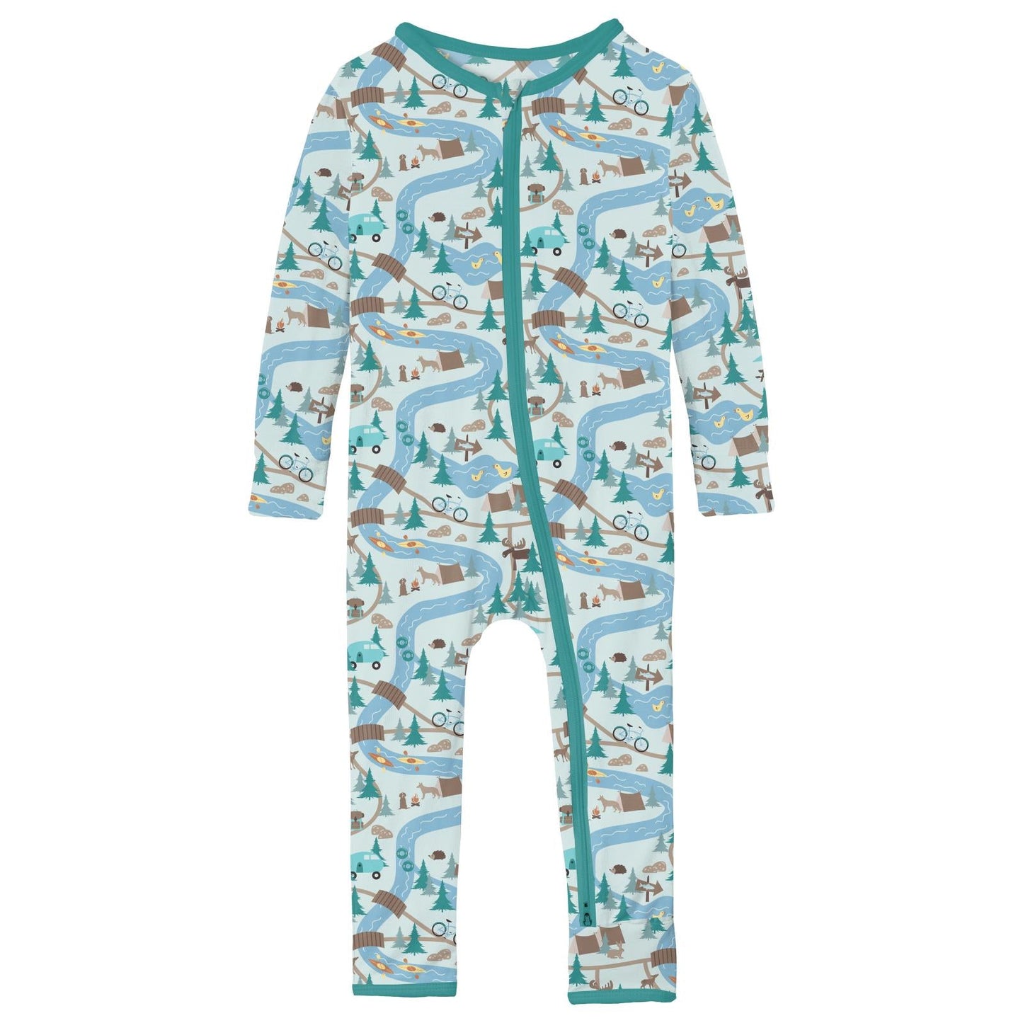 Print Coverall with 2 Way Zipper in Fresh Air Campground Map