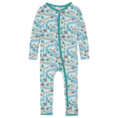 Print Coverall with 2 Way Zipper in Fresh Air Campground Map