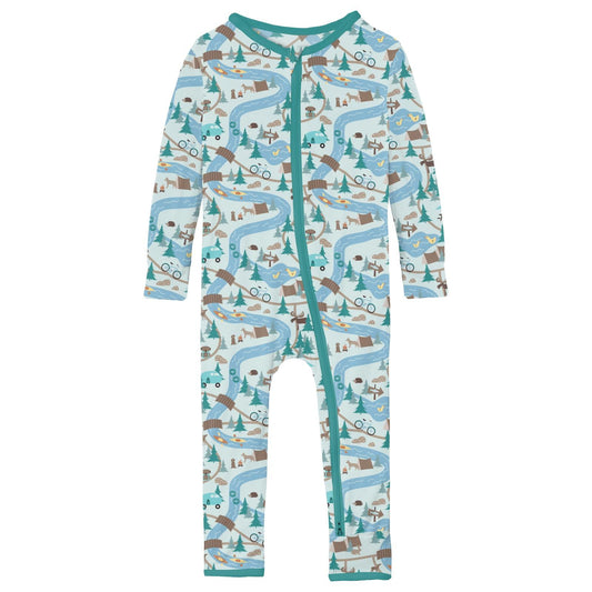 Print Coverall with 2 Way Zipper in Fresh Air Campground Map