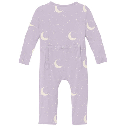 Print Coverall with 2 Way Zipper in Thistle Starry Sky & Moon