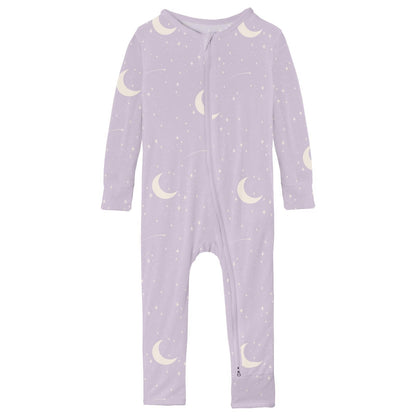 Print Coverall with 2 Way Zipper in Thistle Starry Sky & Moon
