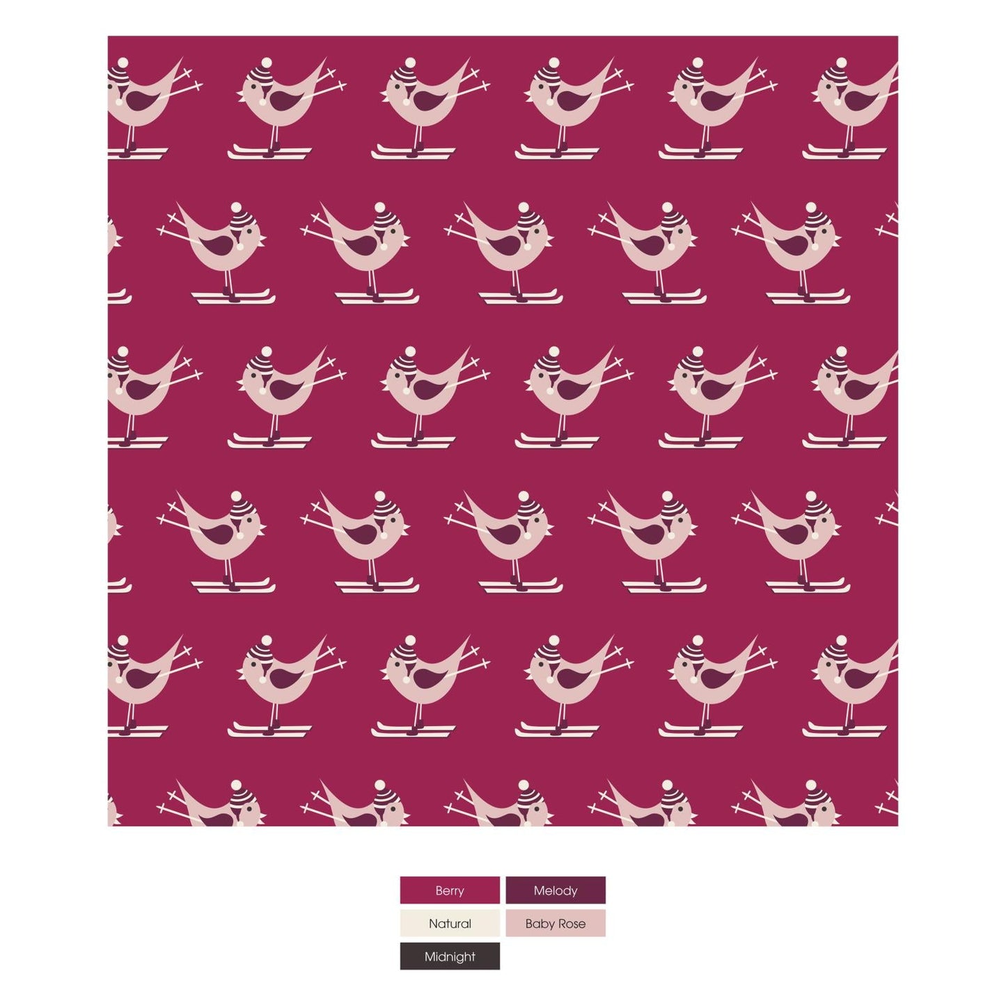 Print Coverall with 2 Way Zipper in Berry Ski Birds