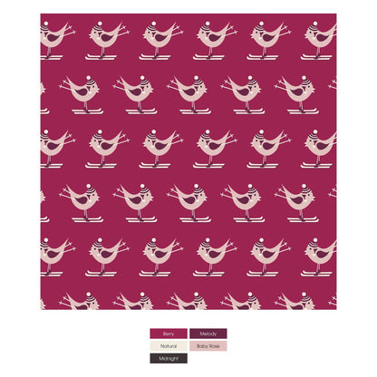 Print Coverall with 2 Way Zipper in Berry Ski Birds