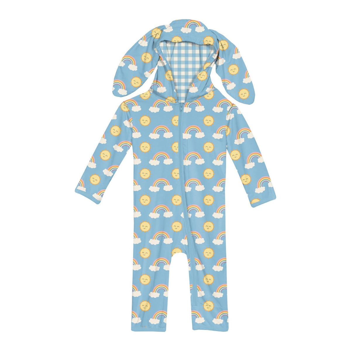 Print Bunny Romper in Sunshine and Rainbows