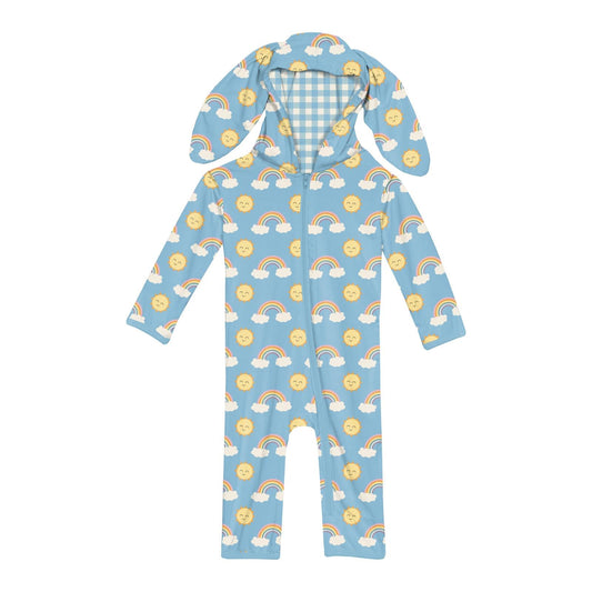 Print Bunny Romper in Sunshine and Rainbows