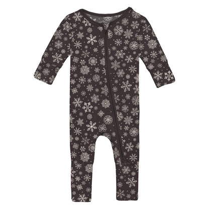 Print Convertible Coverall in Chalkboard Snowflakes