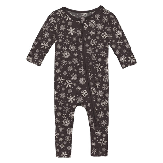 Print Convertible Coverall in Chalkboard Snowflakes