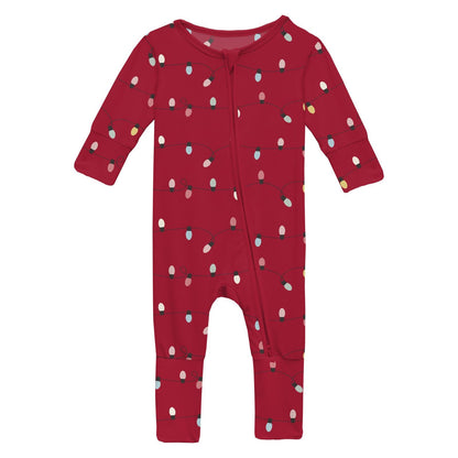 Print Convertible Coverall in Crimson Holiday Lights