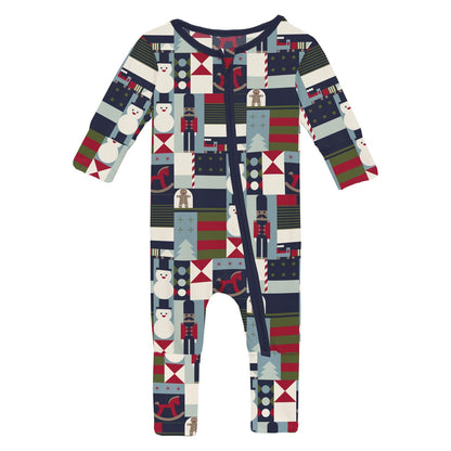 Print Convertible Coverall in Peacoat Mod Christmas