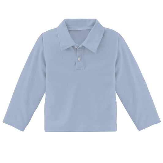 Long Sleeve Polo in Pond