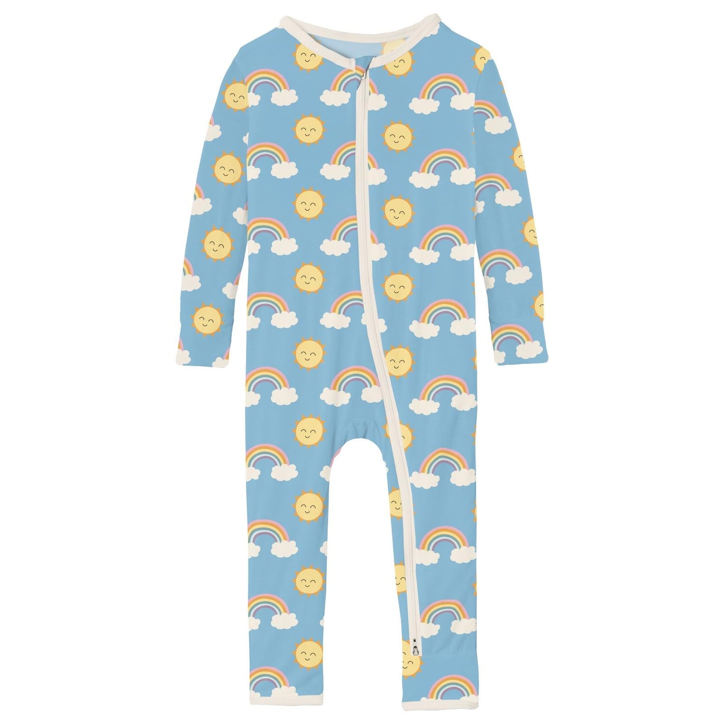 Print Coverall with 2 Way Zipper in Sunshine and Rainbows