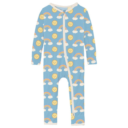 Print Coverall with 2 Way Zipper in Sunshine and Rainbows