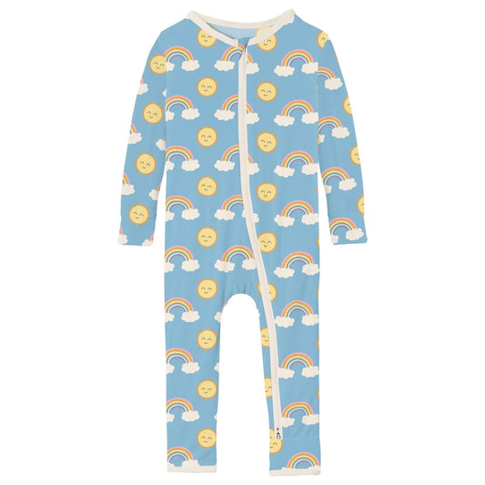 Print Coverall with 2 Way Zipper in Sunshine and Rainbows