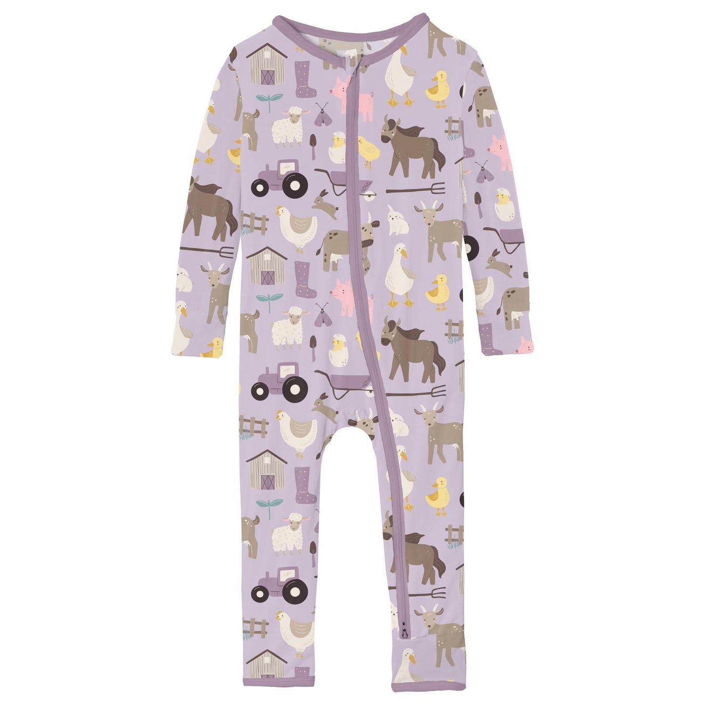Print Coverall with 2 Way Zipper in Thistle Morning on the Farm