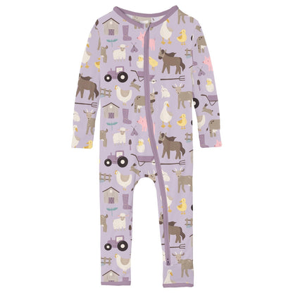 Print Coverall with 2 Way Zipper in Thistle Morning on the Farm