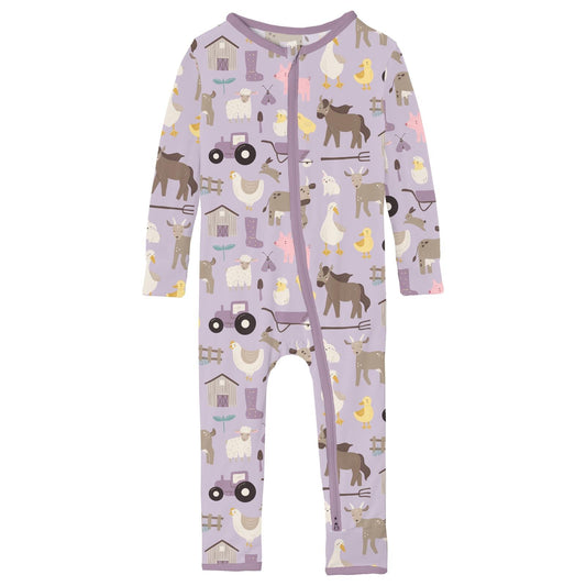 Print Coverall with 2 Way Zipper in Thistle Morning on the Farm