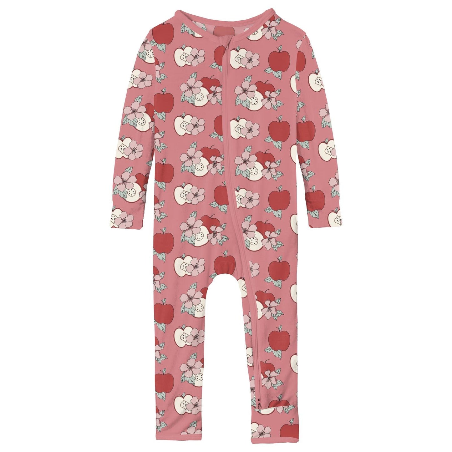 Print Coverall with 2 Way Zipper in Desert Rose Apple Picking