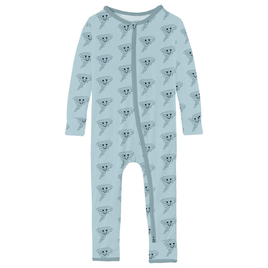 Print Coverall with 2 Way Zipper in Spring Sky Happy Tornado