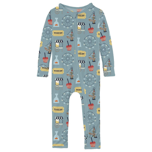 Print Coverall with 2 Way Zipper in Stormy Sea Fall Fair