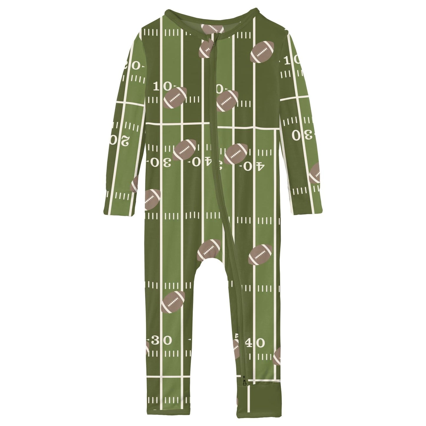 Print Coverall with 2 Way Zipper in Pesto Football