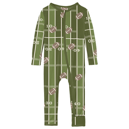 Print Coverall with 2 Way Zipper in Pesto Football