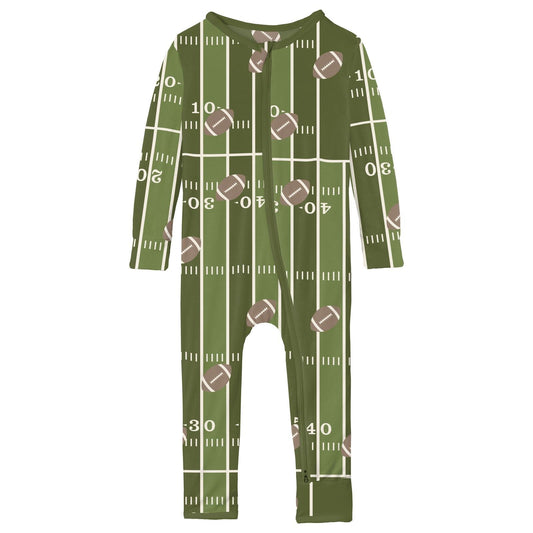 Print Coverall with 2 Way Zipper in Pesto Football