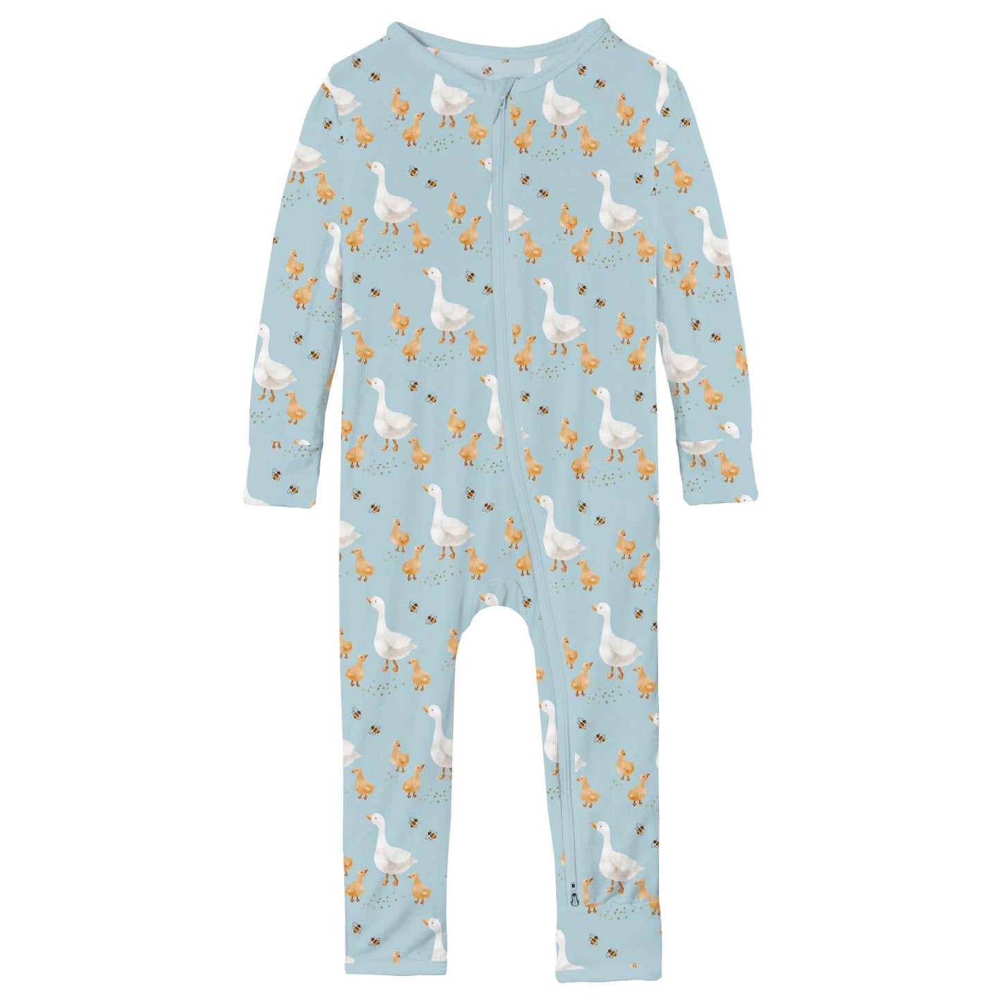 Print Coverall with 2 Way Zipper in Spring Sky Feeding Ducks