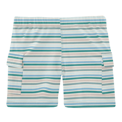 Print Cargo Shorts in Lakeside Stripe