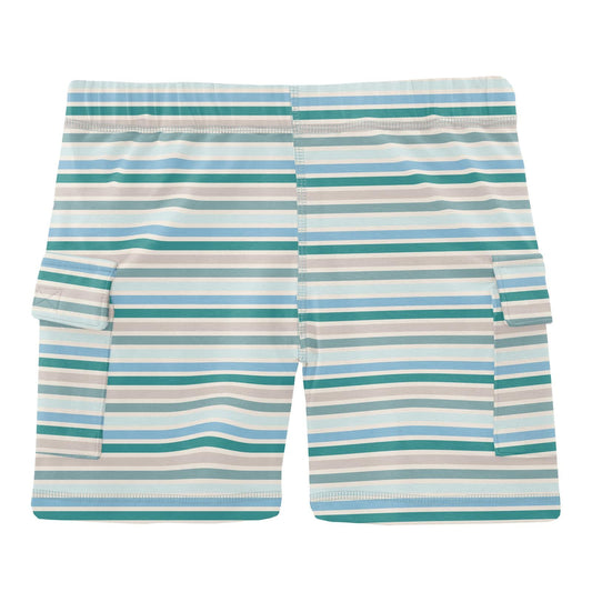 Print Cargo Shorts in Lakeside Stripe