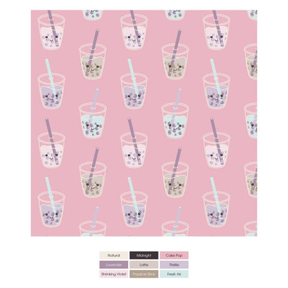 Print Bib Set of 3 in Cake Pop Boba; Lavender Flower Lattice & Thistle Ice Cream Truck