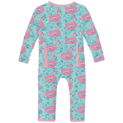 Print Coverall with 2 Way Zipper in Pool Party
